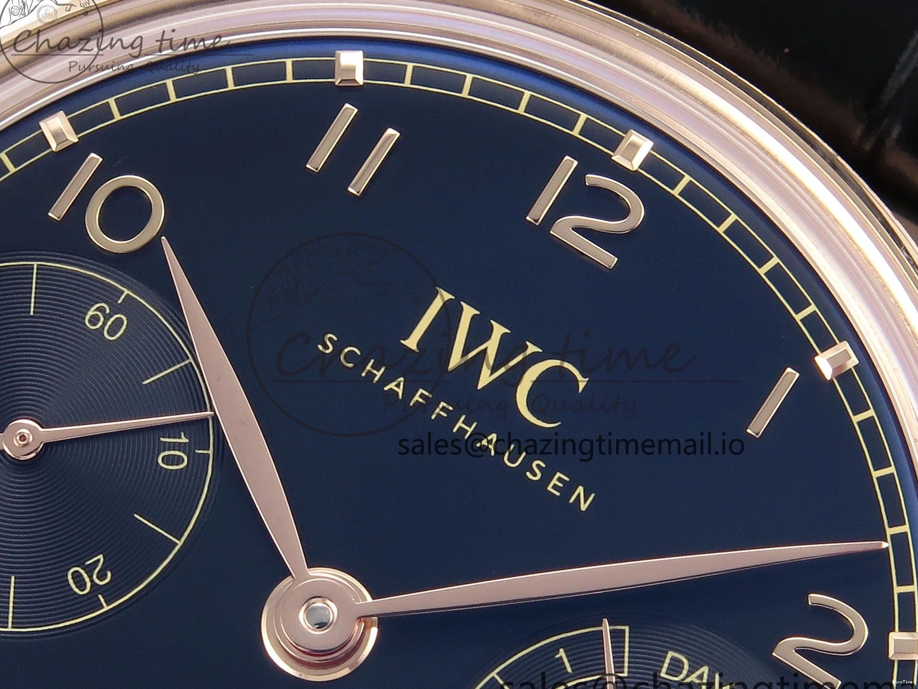 MIROTIME 0110 Portugieser Automatic 42mm RG APSF 1:1 Best Edition Black Dial on Black Leather Strap A Original 7007